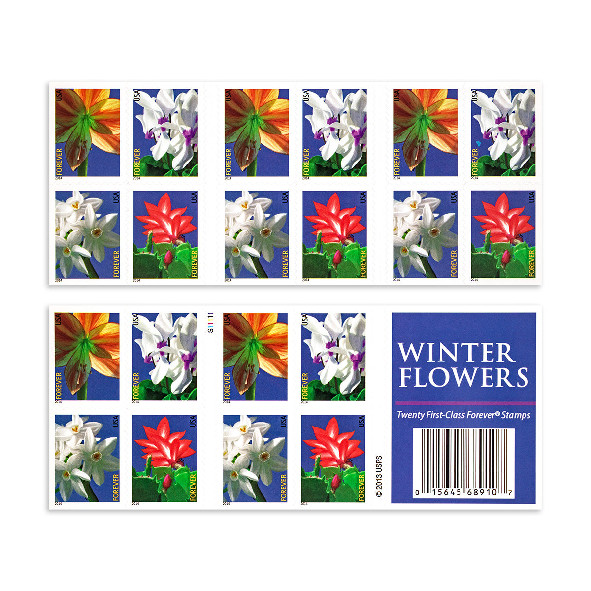 2014 Imperforate Winter Flowers Forever First Class Postage Stamps Foreverstamp