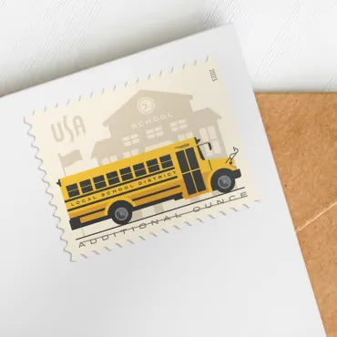 2023 School Bus First Class Postage Stamps (Additional Ounce) Foreverstamp