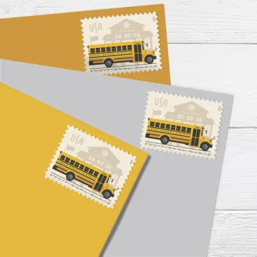 2023 School Bus First Class Postage Stamps (Additional Ounce) Foreverstamp