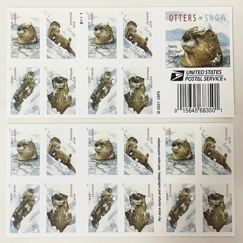2021 Otters in Snow Forever First Class Postage Stamps Foreverstamp