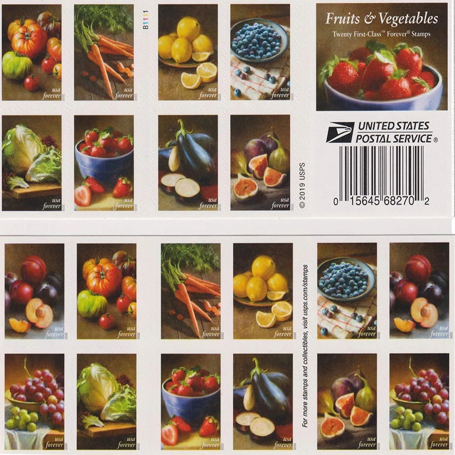 2020 Fruit of Vegetables Forever First Class Postage Stamps Foreverstamp