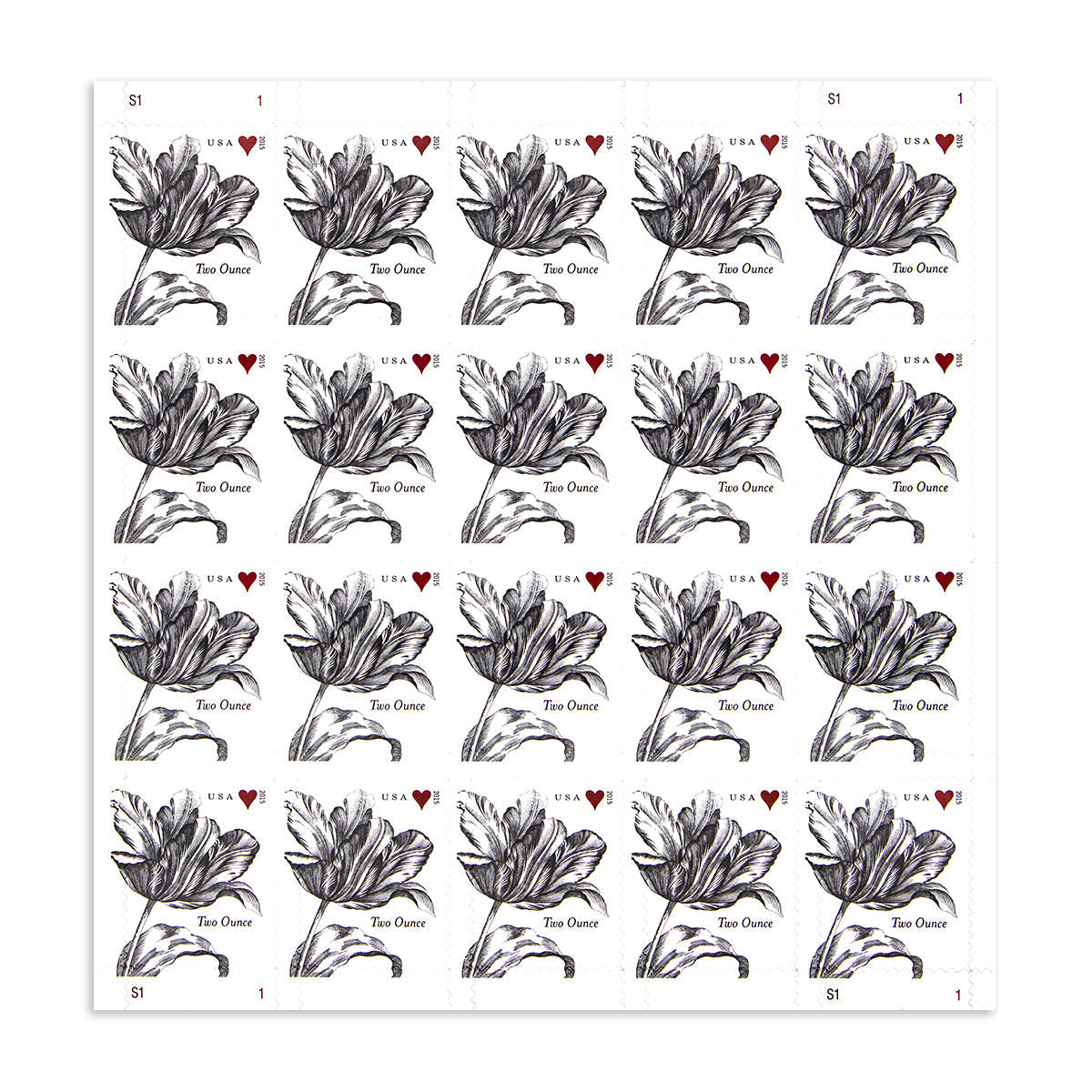 2015 Wedding Series: Vintage Tulip Two Ounce First Class Postage Stamps Foreverstamp