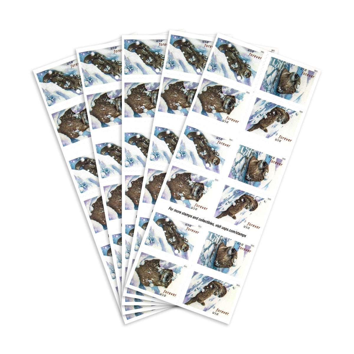 2021 Otters in Snow Forever First Class Postage Stamps Foreverstamp