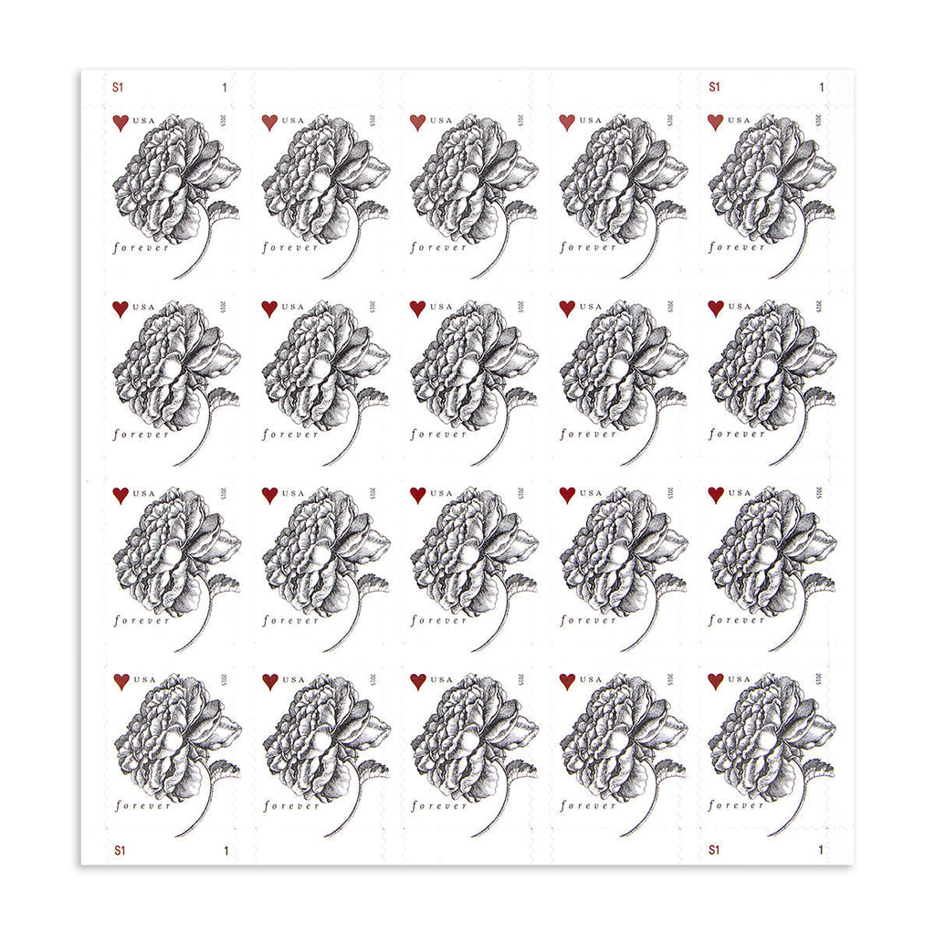 2015 Engraved Vintage Rose Forever First Class Postage Stamps Foreverstamp
