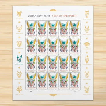 2023  Lunar New Year of the Rabbit Forever First Class Postage Stamps Foreverstamp