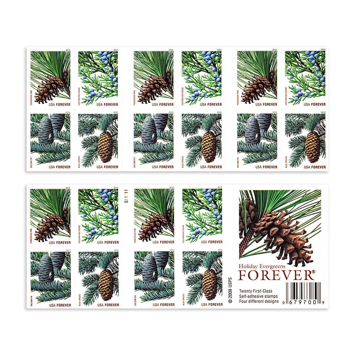2010 Holiday Evergreens Forever First Class Postage Stamps Foreverstamp