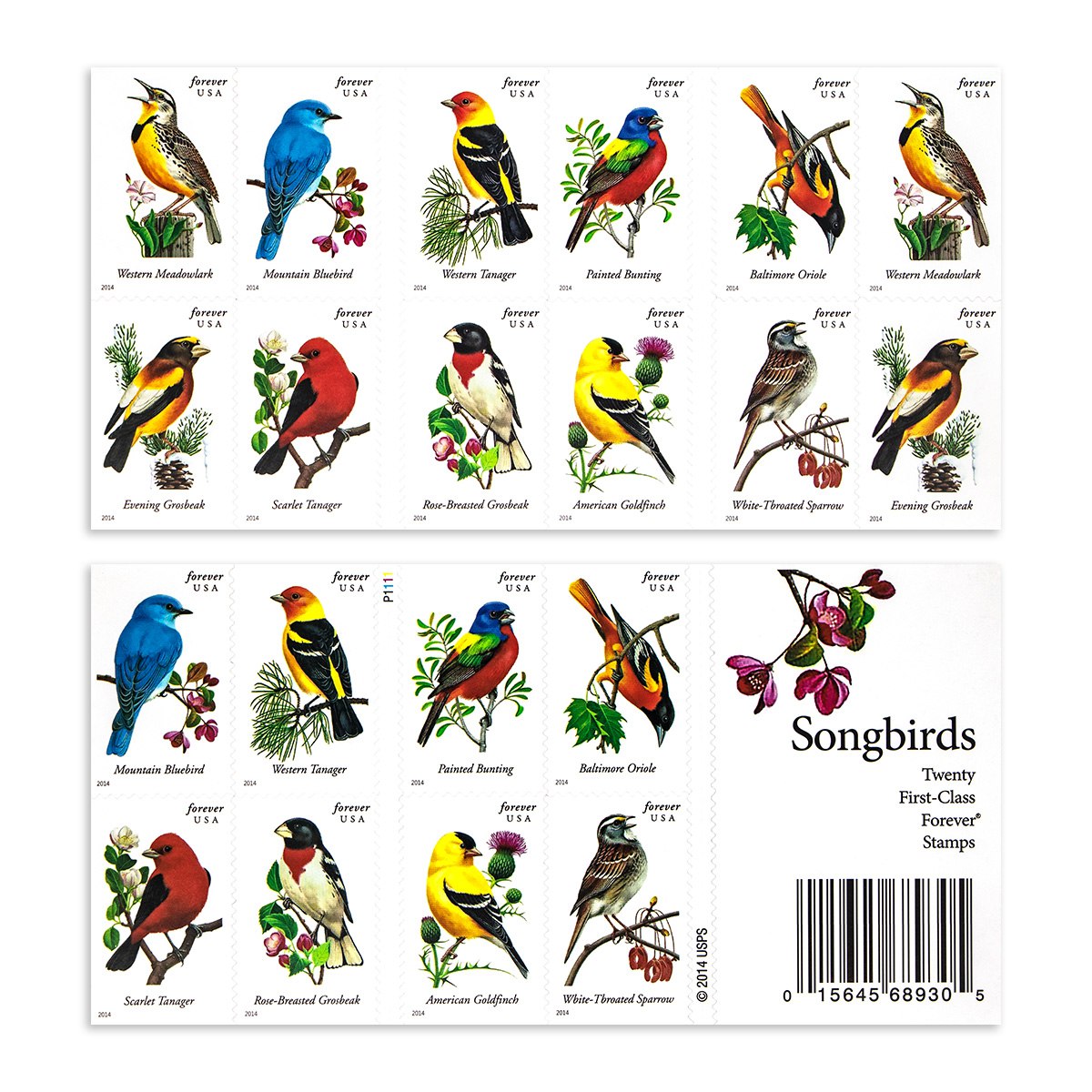 2014 Imperforate Songbirds Forever First Class Postage Stamps Foreverstamp