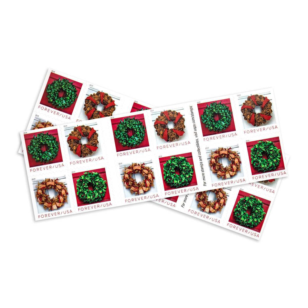 2019 Christmas Seasonal Holiday Wreaths Forever First Class Postage Stamps Foreverstamp