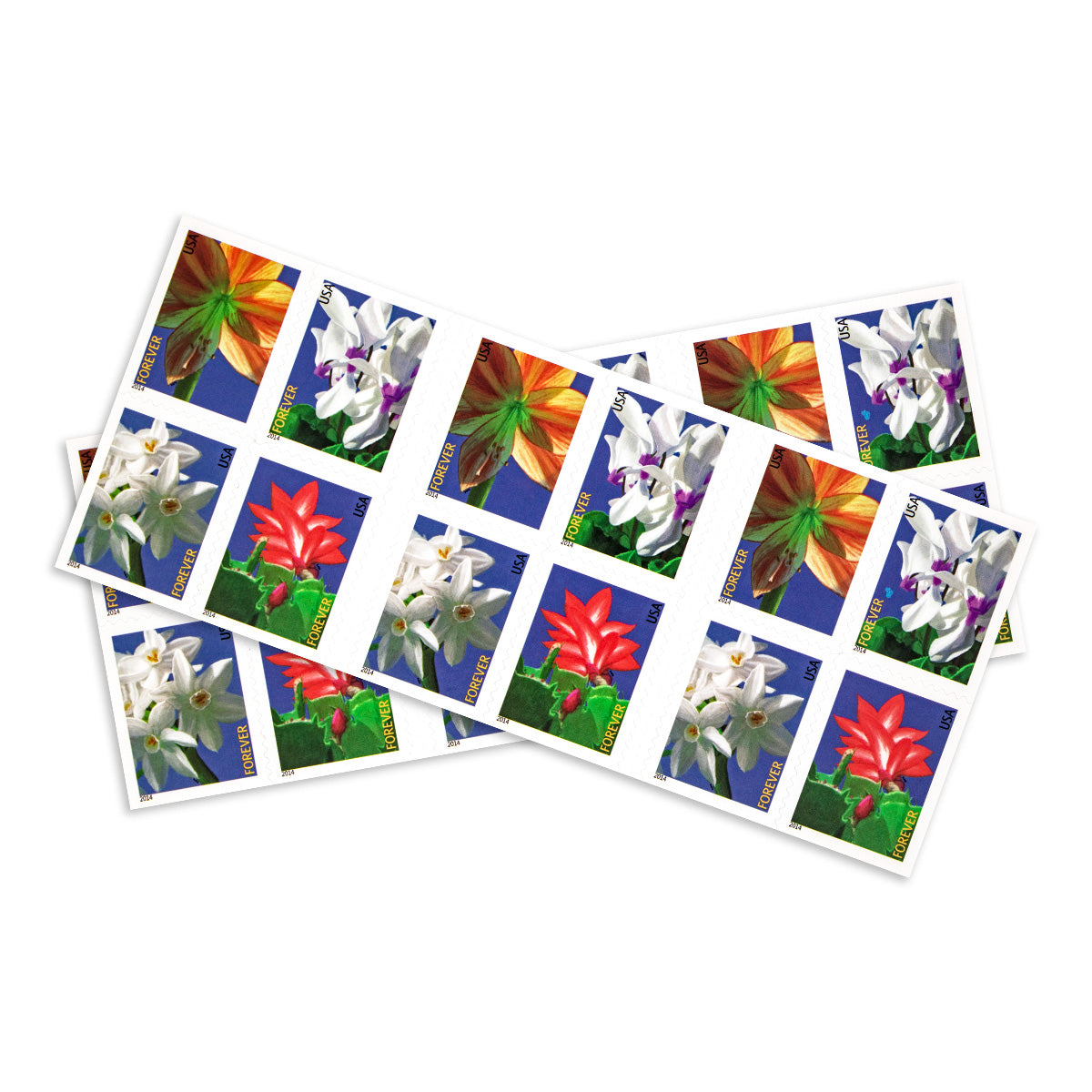 2014 Imperforate Winter Flowers Forever First Class Postage Stamps Foreverstamp
