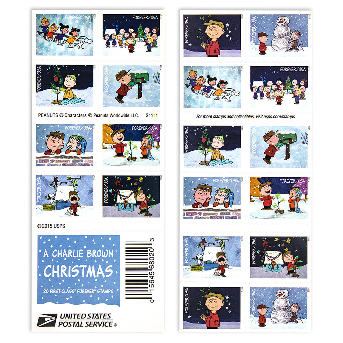 2015  Contemporary Christmas: A Charlie Brown Christmas Forever First Class Postage Stamps Foreverstamp