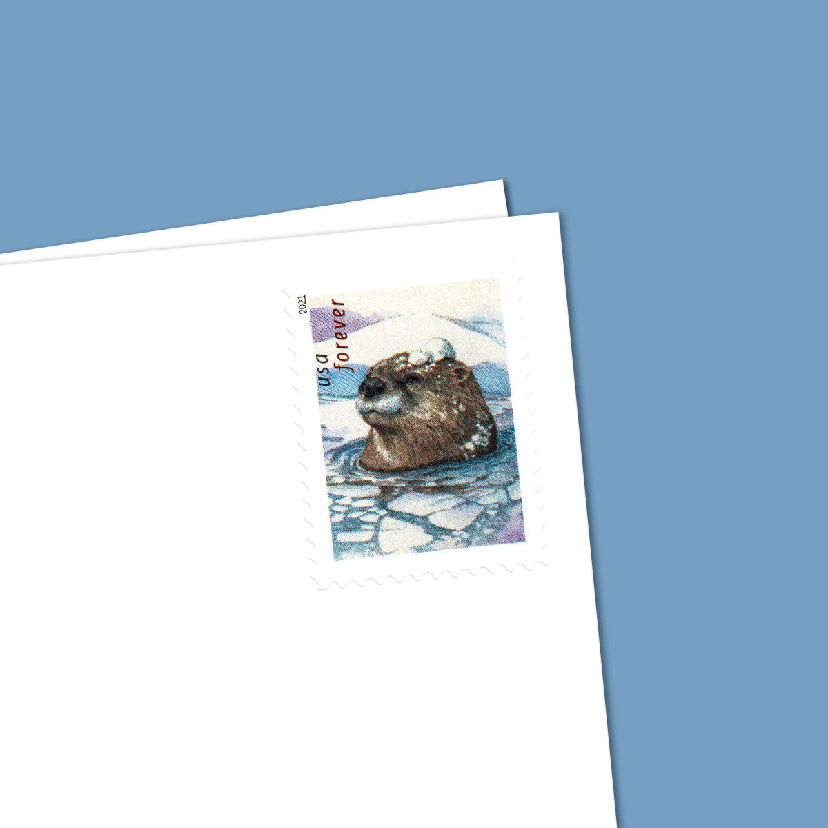 2021 Otters in Snow Forever First Class Postage Stamps Foreverstamp
