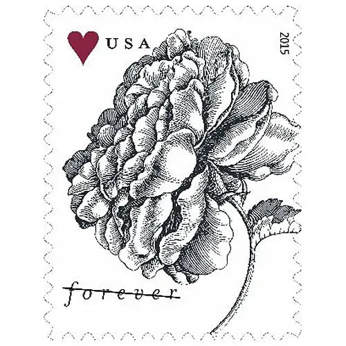 2015 Engraved Vintage Rose Forever First Class Postage Stamps Foreverstamp