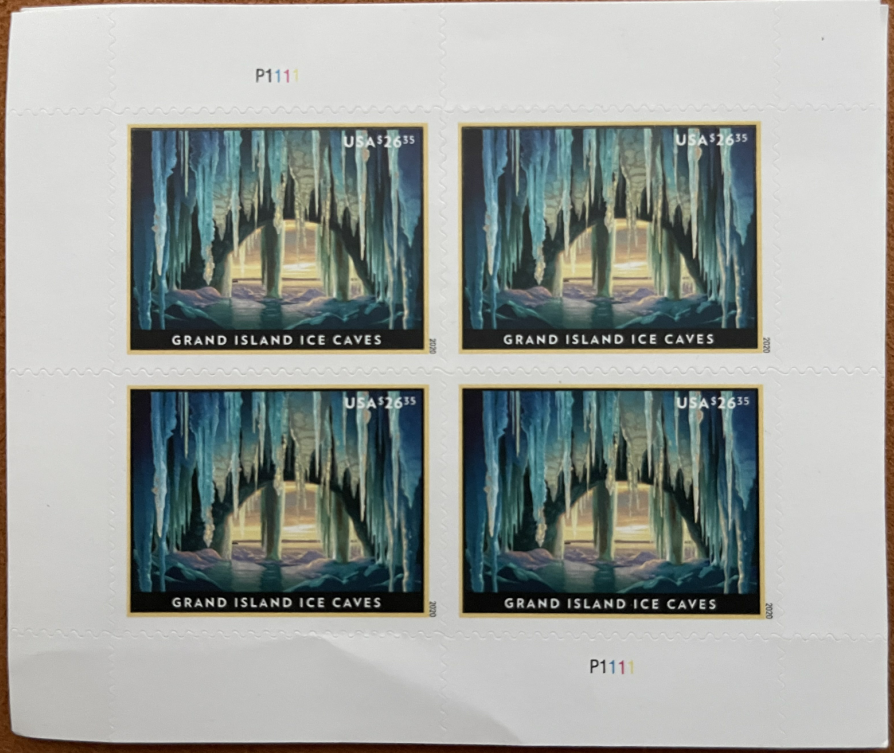 2020 USPS Grand Island Ice Cave Express Priority Stamps lumauv