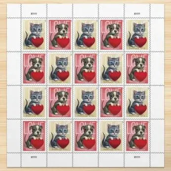 2023 Love Cat and Dog Heart Forever First Class Postage Stamps Foreverstamp
