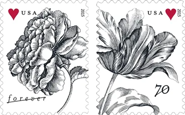 2015 Engraved Vintage Rose Forever First Class Postage Stamps Foreverstamp
